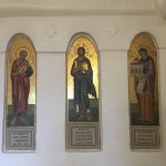 3 complimentary decorative windows depicting christ, St John and Christodoulos