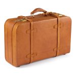 plain brown suitcase white background